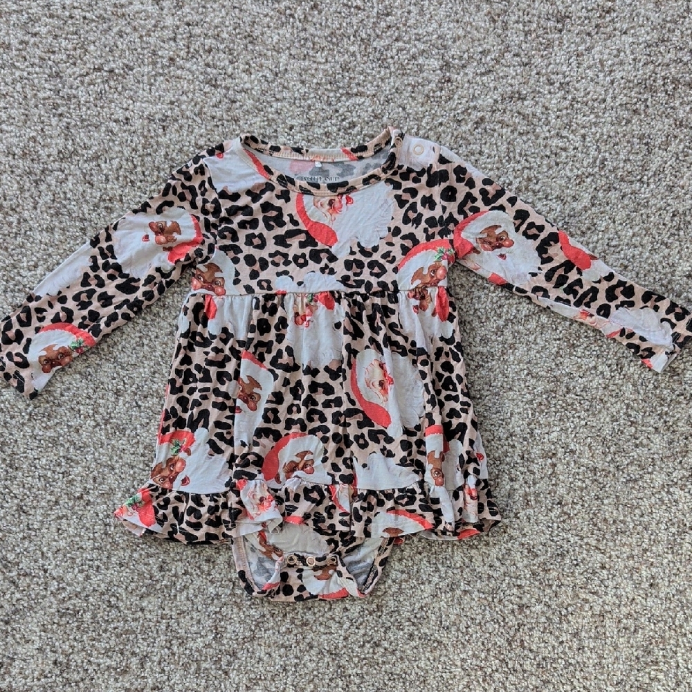 Posh Peanut Leopard Print Baby Dress with Pink Details